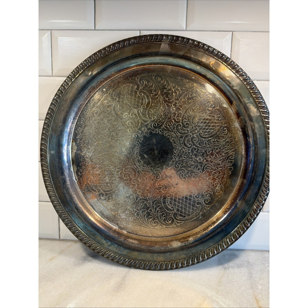 Vintage Leonard Silverplate 15in Serving Tray